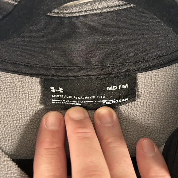 Under Armour Sweater Men's Medium Grey 1/4 Zip Mock Neck Long Sleeve Pullover - Picture 5 of 9